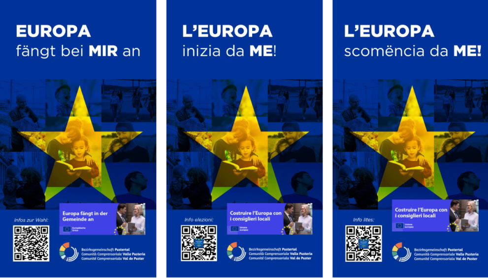 Visual in German, Italian and Ladin, promoting participation in the 2024 European Elections