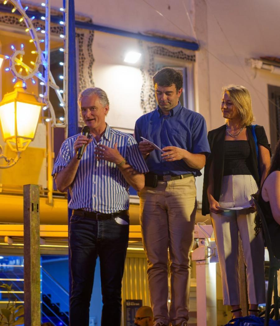 (from left to right) Christian Gsodam, EU External Action Service; Alexandre Mazin, French BELC member from Saint-Léonard de Noblat and Giustina Mattera, Italian BELC member of Ischia 